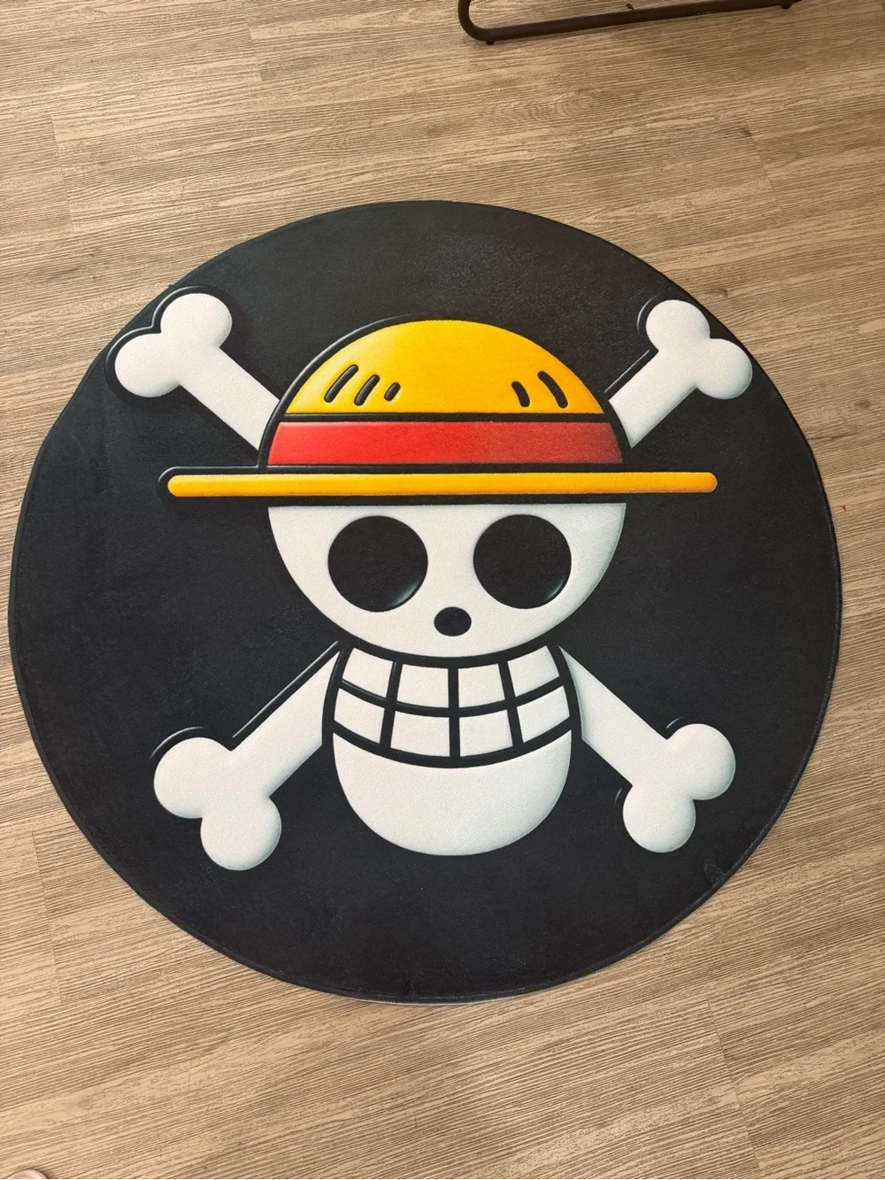 One Piece Straw Hat Skull Round Kids Play Mat - Black & Yellow
